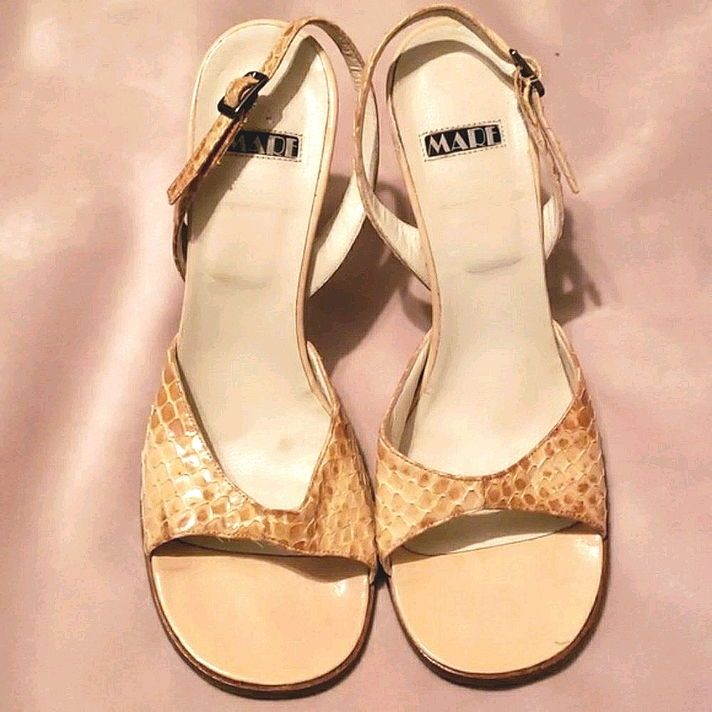 MARE Snakeskin Sandals Beige SZ 9